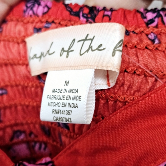 Band Of The Free Sz M Floral Red and Pink Smocked Pocker Strap Flowy Sundress - Picture 3 of 11